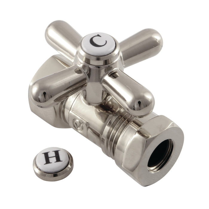Vintage CC44158X 1/2-Inch FIP x 1/2-Inch or 7/16-Inch Slip Joint Quarter-Turn Straight Shut-Off Valve, Brushed Nickel