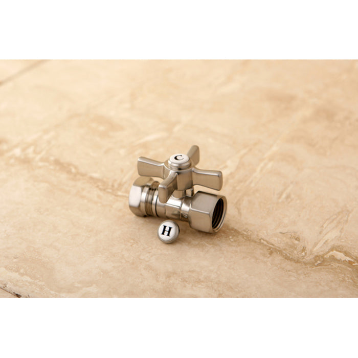 Kingston Tulare CC44158ZX - Millennium 1/2-Inch FIP x 1/2-Inch or 7/16-Inch Slip Joint Quarter-Turn Straight Shut-Off Valve, Brushed Nickel