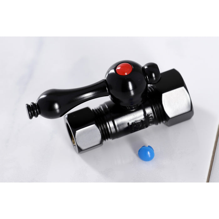 Vintage CC44450 5/8-Inch O.D. Comp x 1/2-Inch O.D. Comp Quarter-Turn Straight Shut-Off Valve, Matte Black