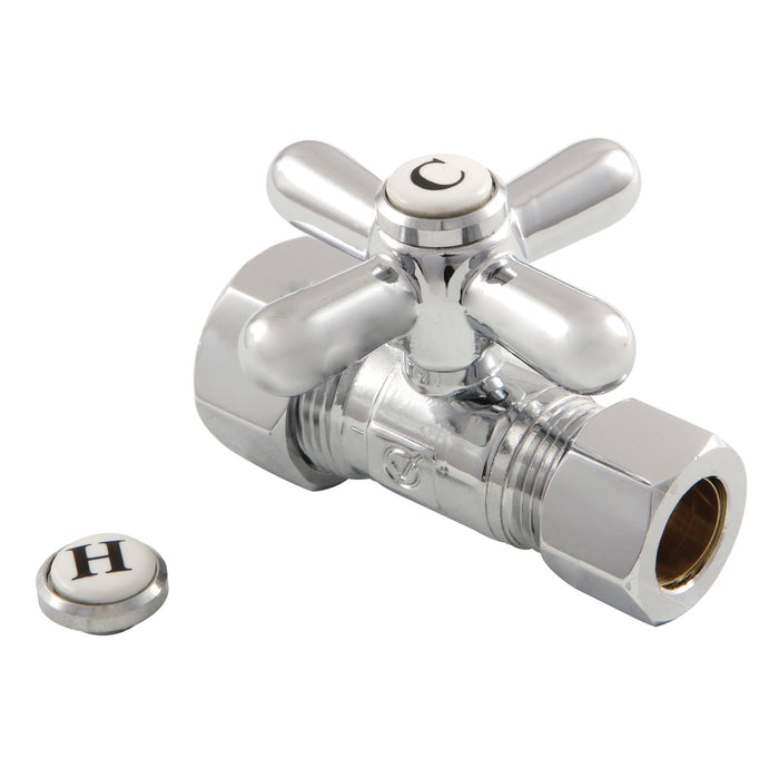 Kingston Heirloom CC44451X - Vintage 5/8-Inch O.D. Comp x 1/2-Inch O.D. Comp Quarter-Turn Straight Shut-Off Valve, Polished Chrome