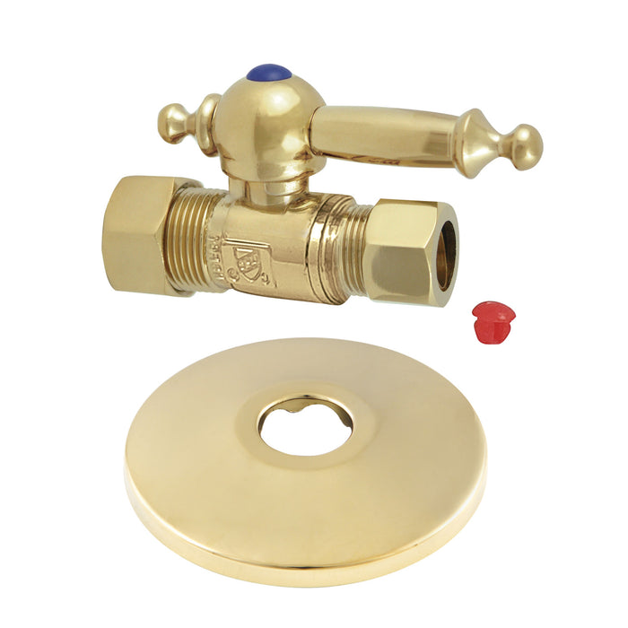 Kingston Tulare CC44452TLK5/8-Inch O.D. Comp x 1/2-Inch O.D. Comp Quarter-Turn Straight Shut-Off Valve with Flange, Polished Brass