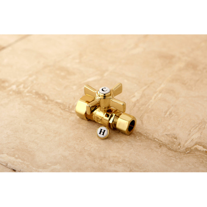 Kingston Tulare CC44452ZX - Millennium 5/8-Inch O.D. Comp x 1/2-Inch O.D. Comp Quarter-Turn Straight Shut-Off Valve, Polished Brass