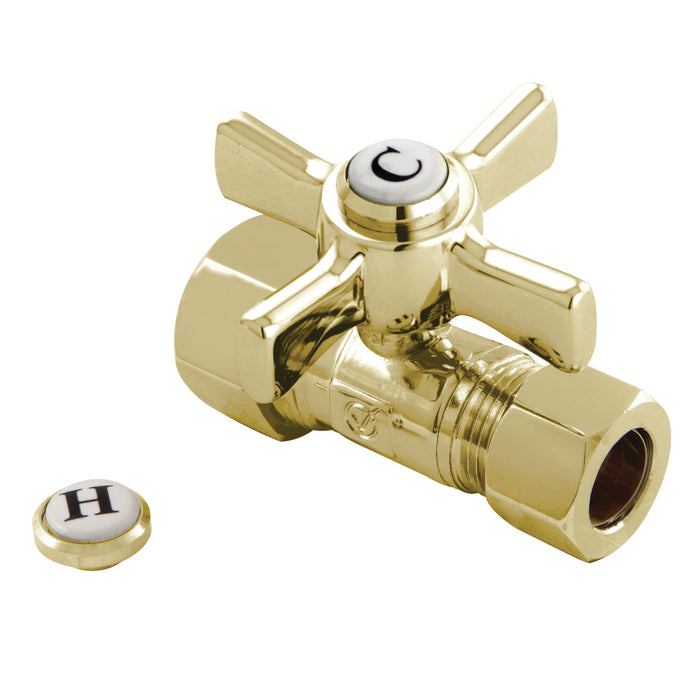 Kingston Tulare CC44452ZX - Millennium 5/8-Inch O.D. Comp x 1/2-Inch O.D. Comp Quarter-Turn Straight Shut-Off Valve, Polished Brass