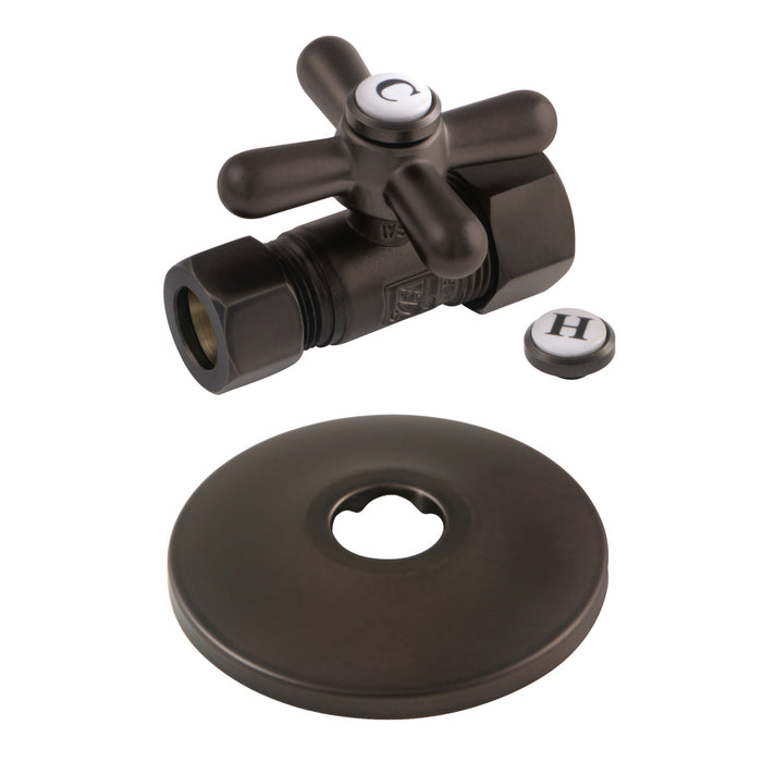 CC44455XK 5/8-Inch OD Comp x 1/2-Inch OD Comp Quarter-Turn Straight Stop Valve with Flange, Oil Rubbed Bronze