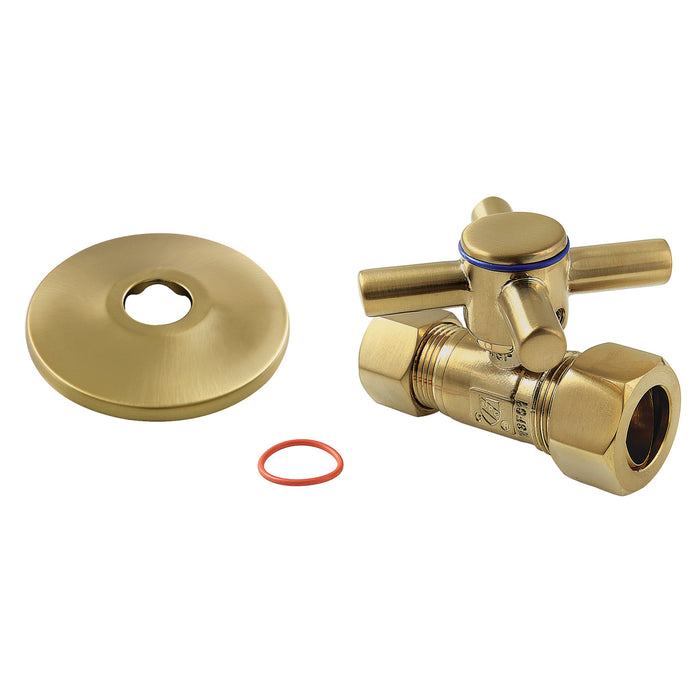 Kingston Sona CC44457DXK - Concord 5/8-Inch O.D. Comp x 1/2-Inch O.D. Comp Quarter-Turn Straight Shut-Off Valve with Flange, Brushed Brass