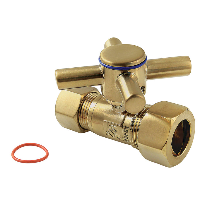 Concord CC44457DX 5/8-Inch O.D. Comp x 1/2-Inch O.D. Comp Quarter-Turn Straight Shut-Off Valve, Brushed Brass