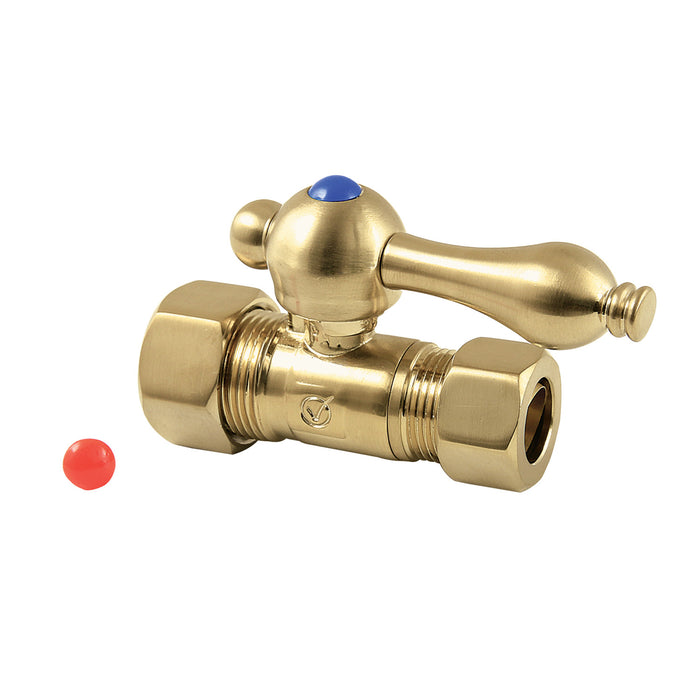 Kingston Heirloom CC44457 - Vintage 5/8-Inch O.D. Comp x 1/2-Inch O.D. Comp Quarter-Turn Straight Shut-Off Valve, Brushed Brass