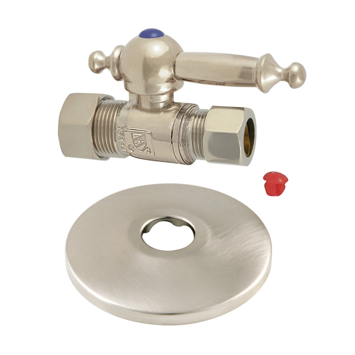 Kingston Tulare CC44458TLK5/8-Inch O.D. Comp x 1/2-Inch O.D. Comp Quarter-Turn Straight Shut-Off Valve with Flange, Brushed Nickel