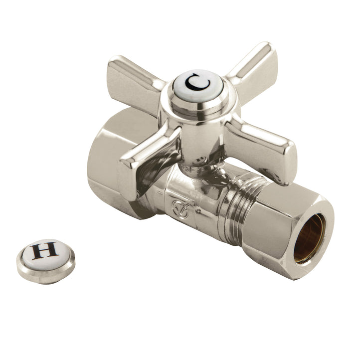 Millennium CC44458ZX 5/8-Inch O.D. Comp x 1/2-Inch O.D. Comp Quarter-Turn Straight Shut-Off Valve, Brushed Nickel