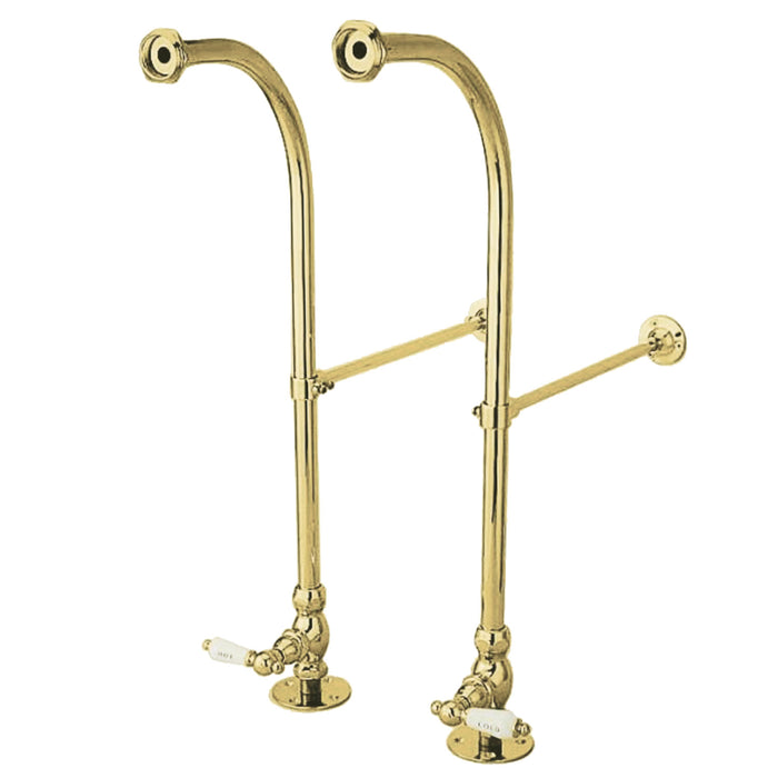 Vintage CC452HCL Rigid Freestand Supplies with Stops and Lever Handles, Polished Brass