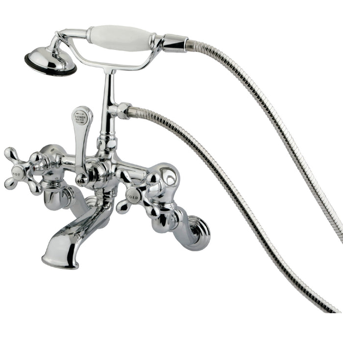 Vintage CC464T1 Three-Handle 2-Hole Tub Wall Mount Clawfoot Tub Faucet with Hand Shower, Polished Chrome
