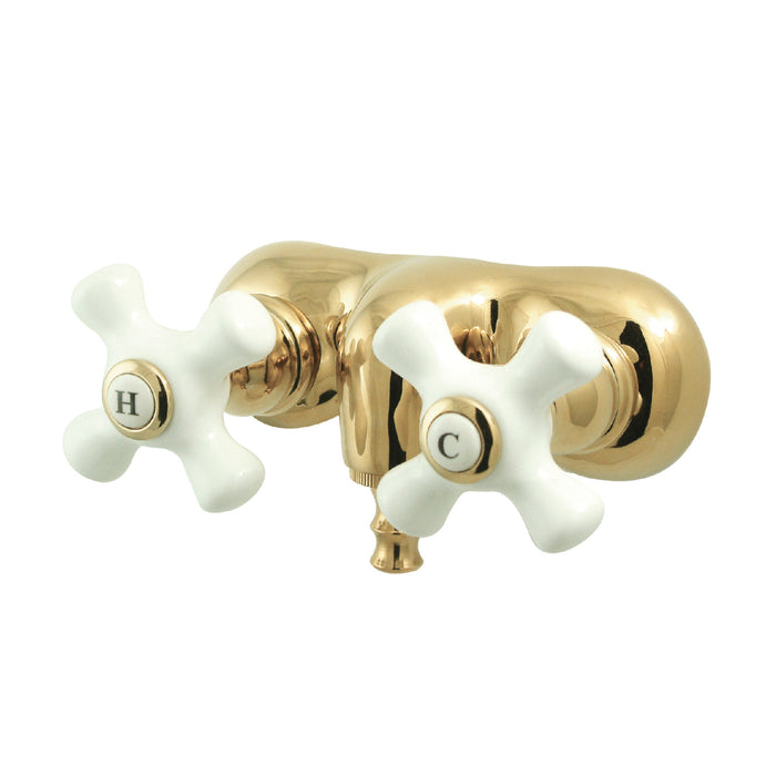 Kingston Heirloom CC49T2 - Vintage Two-Handle 2-Hole Tub Wall Mount Clawfoot Tub Faucet, Polished Brass