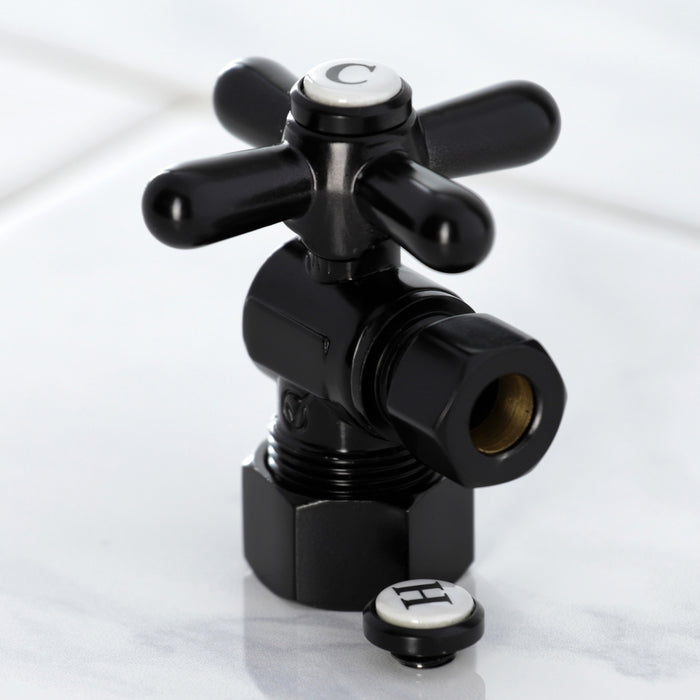 Kingston Heirloom CC53300X - Vintage 5/8-Inch O.D. Comp x 3/8-Inch O.D. Comp Quarter-Turn Angle Shut-Off Valve, Matte Black