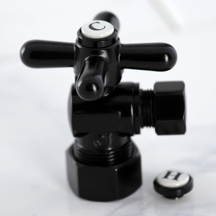 Kingston Heirloom CC53300X - Vintage 5/8-Inch O.D. Comp x 3/8-Inch O.D. Comp Quarter-Turn Angle Shut-Off Valve, Matte Black