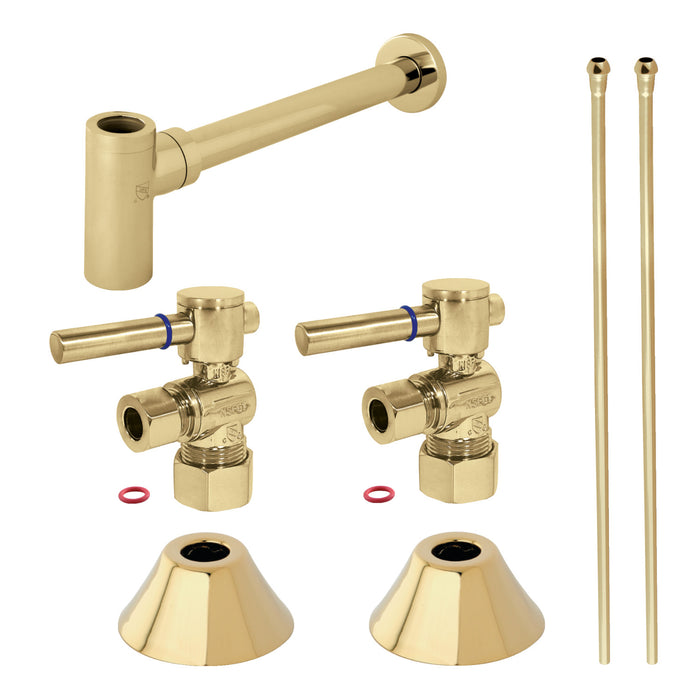 Trimscape CC53302DLLKB30 Contemporary Plumbing Sink Trim Kit with Bottle Trap, Polished Brass