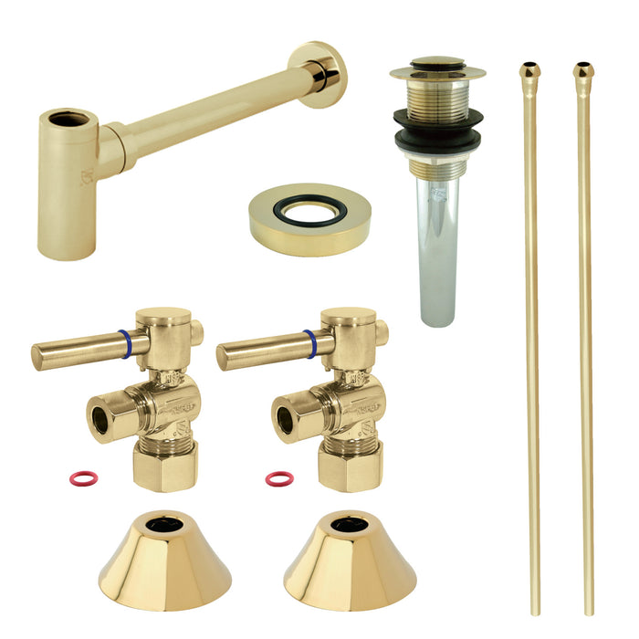 Trimscape CC53302DLVKB30 Contemporary Plumbing Sink Trim Kit with Bottle Trap and Drain, Polished Brass