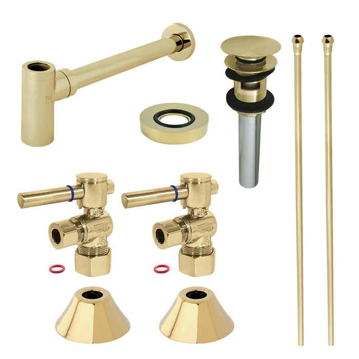 Trimscape CC53302DLVOKB30 Contemporary Plumbing Sink Trim Kit with Bottle Trap and Overflow Drain, Polished Brass