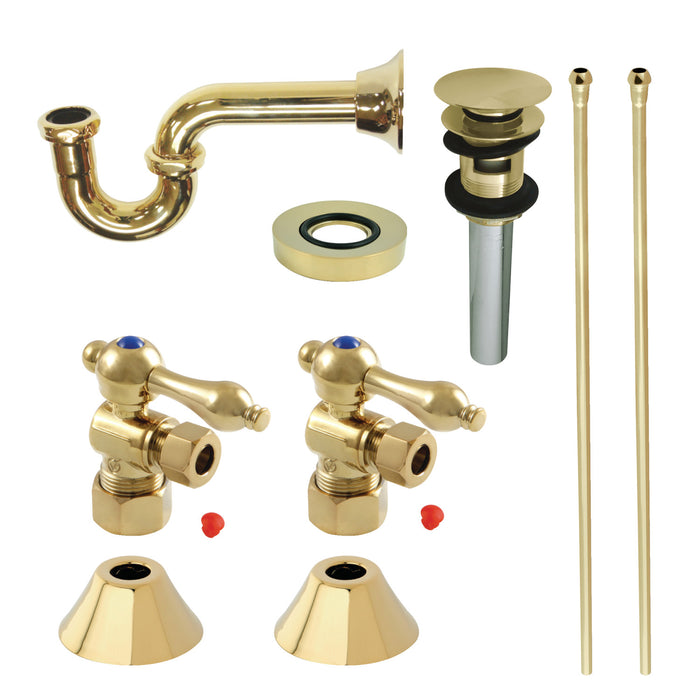 Trimscape CC53302VOKB30 Traditional Plumbing Sink Trim Kit with P-Trap and Overflow Drain, Polished Brass