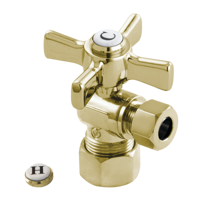 Kingston Tulare CC53302ZX - Millennium 5/8-Inch O.D. Comp x 3/8-Inch O.D. Comp Quarter-Turn Angle Shut-Off Valve, Polished Brass