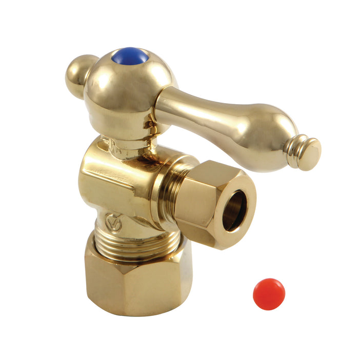 Kingston Heirloom CC53302 - Vintage 5/8-Inch O.D. Comp x 3/8-Inch O.D. Comp Quarter-Turn Angle Shut-Off Valve, Polished Brass