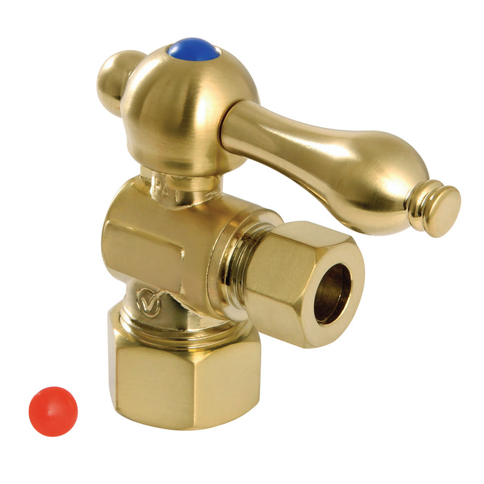 Kingston Heirloom CC53307 - Vintage 5/8-Inch O.D. Comp x 3/8-Inch O.D. Comp Quarter-Turn Angle Shut-Off Valve, Brushed Brass