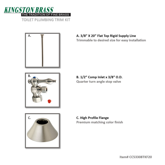 Trimscape CC53308TKF20 Traditional Plumbing Toilet Trim Kit, Brushed Nickel