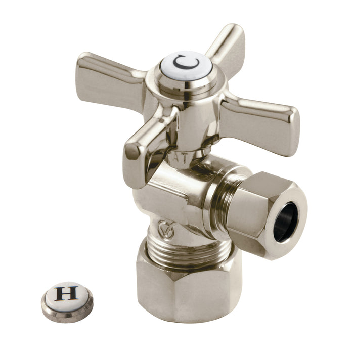 Millennium CC53308ZX 5/8-Inch OD Comp x 3/8-Inch OD Comp Quarter-Turn Angle Stop Valve, Brushed Nickel