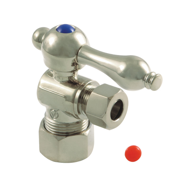 Kingston Heirloom CC53308 - Vintage 5/8-Inch O.D. Comp x 3/8-Inch O.D. Comp Quarter-Turn Angle Shut-Off Valve, Brushed Nickel