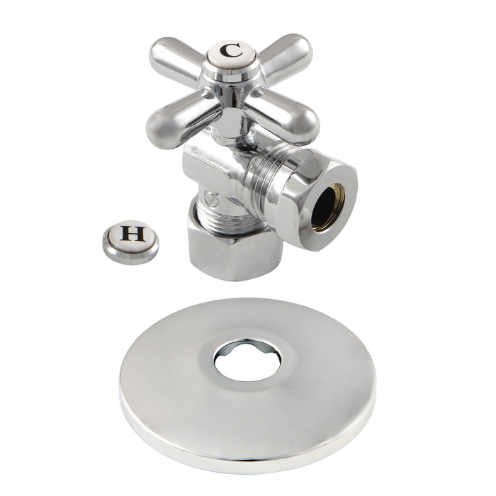 CC54301XK 5/8-Inch OD Comp x 1/2 or 7/16-Inch Slip Joint Quarter-Turn Angle Stop Valve with Flange, Polished Chrome
