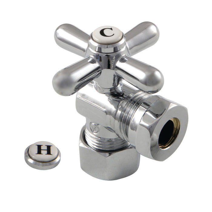 Kingston Heirloom CC54301X - Vintage 5/8-Inch O.D. Comp x 1/2-Inch or 7/16-Inch Slip Joint Quarter-Turn Angle Shut-Off Valve, Polished Chrome