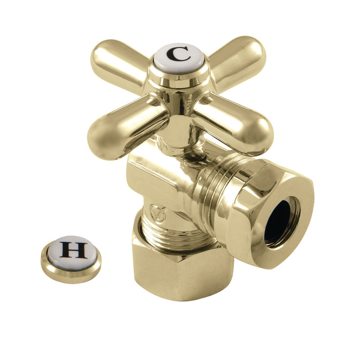 Kingston Heirloom CC54302X - Vintage 5/8-Inch O.D. Comp x 1/2-Inch or 7/16-Inch Slip Joint Quarter-Turn Angle Shut-Off Valve, Polished Brass