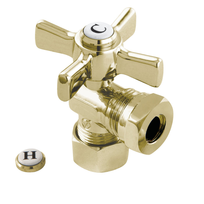 Millennium CC54302ZX 5/8-Inch OD Comp x 1/2 or 7/16-Inch Slip Joint Quarter-Turn Angle Stop Valve, Polished Brass