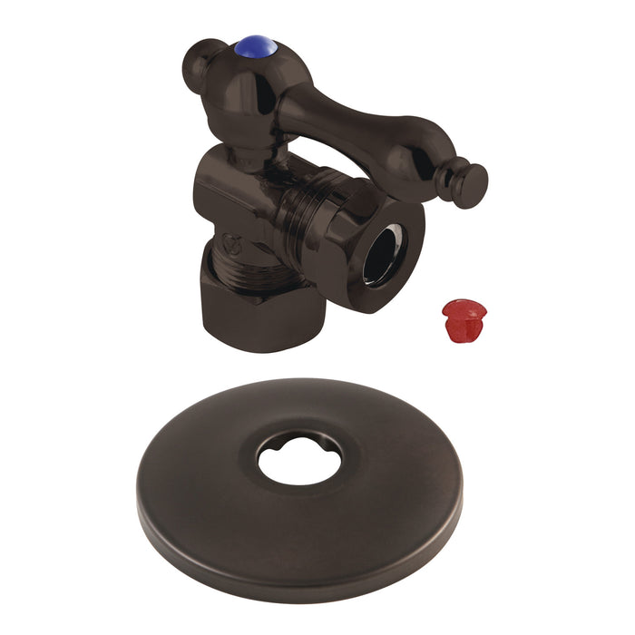 CC54305K 5/8-Inch OD Comp x 1/2 or 7/16-Inch Slip Joint Quarter-Turn Angle Stop Valve with Flange, Oil Rubbed Bronze