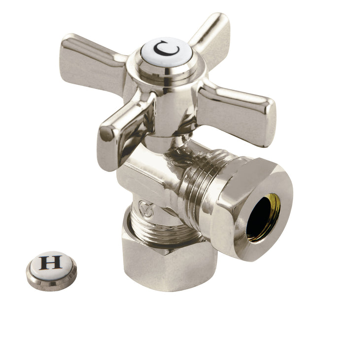 Millennium CC54308ZX 5/8-Inch OD Comp x 1/2 or 7/16-Inch Slip Joint Quarter-Turn Angle Stop Valve, Brushed Nickel