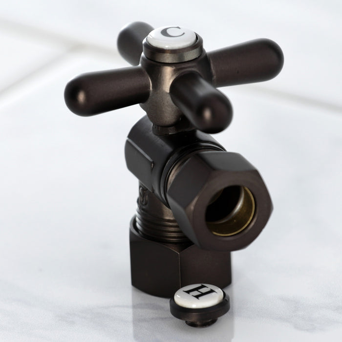 Kingston Heirloom CC54405X - Vintage 5/8-Inch O.D. Comp x 1/2-Inch O.D. Comp Quarter-Turn Angle Shut-Off Valve, Oil Rubbed Bronze