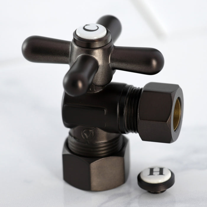 Kingston Heirloom CC54405X - Vintage 5/8-Inch O.D. Comp x 1/2-Inch O.D. Comp Quarter-Turn Angle Shut-Off Valve, Oil Rubbed Bronze