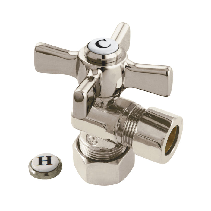 Millennium CC54408ZX 5/8-Inch OD Comp x 1/2-Inch OD Comp Quarter-Turn Angle Stop Valve, Brushed Nickel