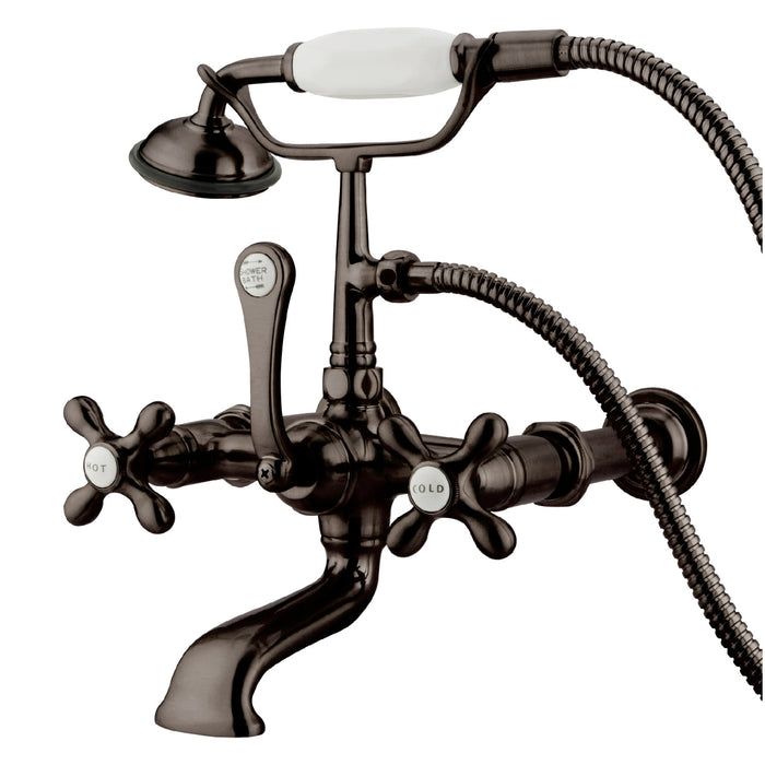 Kingston Heirloom CC547T5 - Vintage Three-Handle 2-Hole Tub Wall Mount Clawfoot Tub Faucet with Hand Shower, Oil Rubbed Bronze