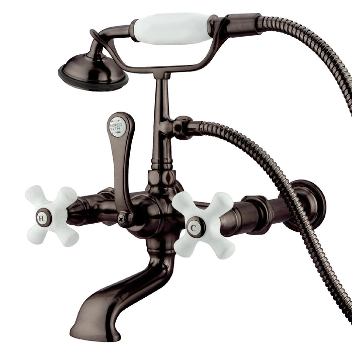 Vintage CC549T5 Three-Handle 2-Hole Tub Wall Mount Clawfoot Tub Faucet with Hand Shower, Oil Rubbed Bronze