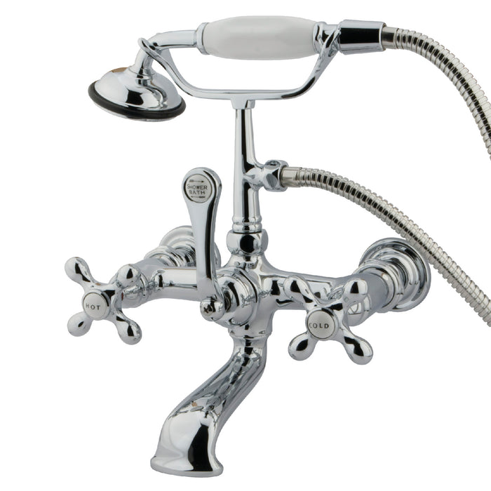Vintage CC558T1 Three-Handle 2-Hole Tub Wall Mount Clawfoot Tub Faucet with Hand Shower, Polished Chrome