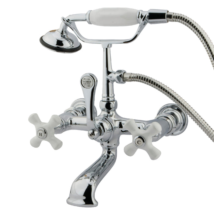 Vintage CC560T1 Three-Handle 2-Hole Tub Wall Mount Clawfoot Tub Faucet with Hand Shower, Polished Chrome