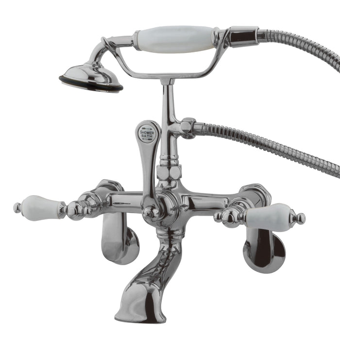 Vintage CC56T1 Three-Handle 2-Hole Tub Wall Mount Clawfoot Tub Faucet with Hand Shower, Polished Chrome