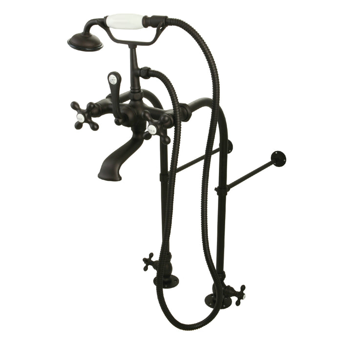 Vintage CC57T455MX Three-Handle 2-Hole Freestanding Clawfoot Tub Faucet Package with Supply Line and Hand Shower, Oil Rubbed Bronze