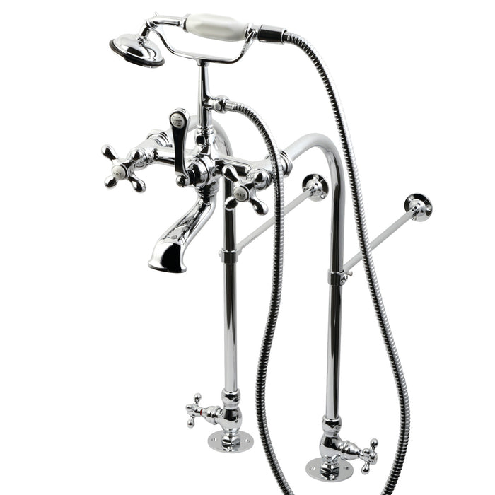 Vintage CC58T451MX Three-Handle 2-Hole Freestanding Clawfoot Tub Faucet Package with Supply Line and Hand Shower, Polished Chrome