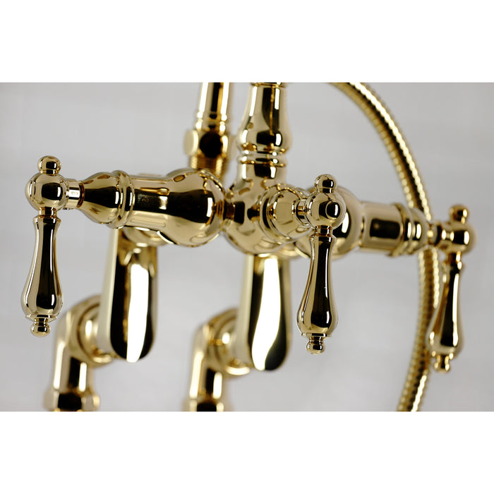 Vintage CC6013T2 Three-Handle 2-Hole Deck Mount Clawfoot Tub Faucet with Hand Shower, Polished Brass