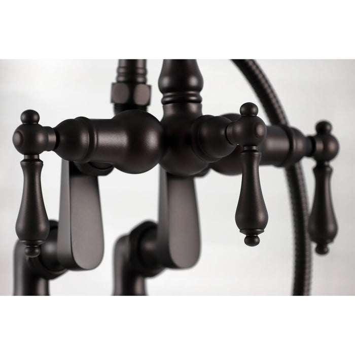 Vintage CC6013T5 Three-Handle 2-Hole Deck Mount Clawfoot Tub Faucet with Hand Shower, Oil Rubbed Bronze