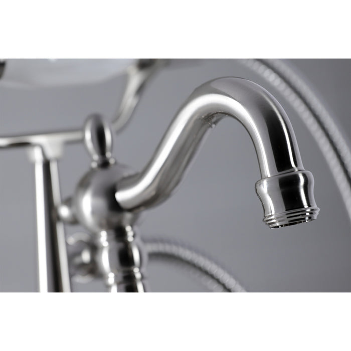 Vintage CC6013T8 Three-Handle 2-Hole Deck Mount Clawfoot Tub Faucet with Hand Shower, Brushed Nickel