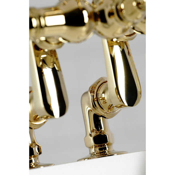 Kingston Heirloom CC6015T2 - Vintage Three-Handle 2-Hole Deck-Mount Clawfoot Tub Faucet with Hand Shower, Polished Brass