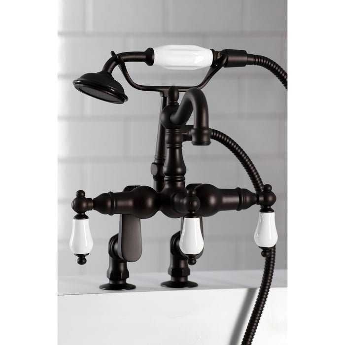 Vintage CC6015T5 Three-Handle 2-Hole Deck Mount Clawfoot Tub Faucet with Hand Shower, Oil Rubbed Bronze
