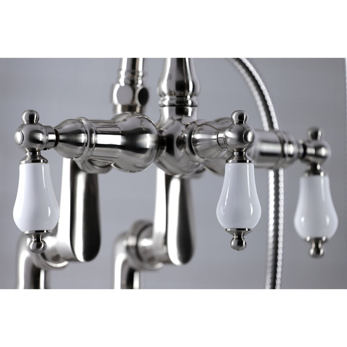Vintage CC6015T8 Three-Handle 2-Hole Deck Mount Clawfoot Tub Faucet with Hand Shower, Brushed Nickel